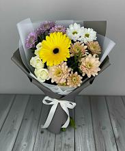 Букет цветов из:  Розы, Герберы и Хризантемы в Тавде