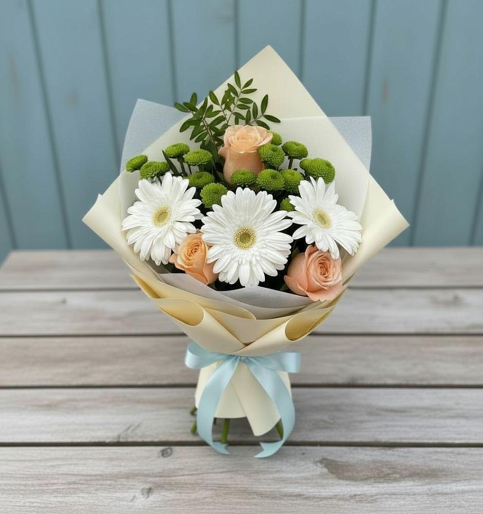 Букет цветов из: Герберы, Розы и Хризантемы в Тавде