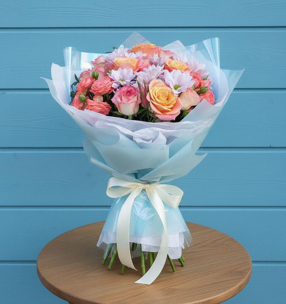 Букет цветов из: Хризантемы и Розы в Тавде