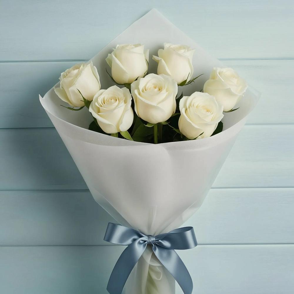 Букет 7 Белых роз Эдлесс Лав в Тавде