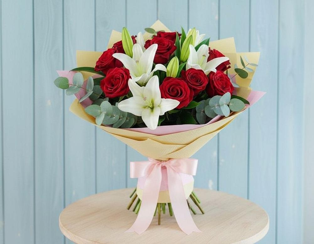 Букет цветов из: Лилии и Розы в Тавде
